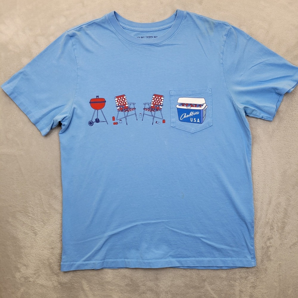 Chubbies Shirt Men Medium Skater Surf Pocket Tee Cookout BBQ Dad Sky Thigh Adult